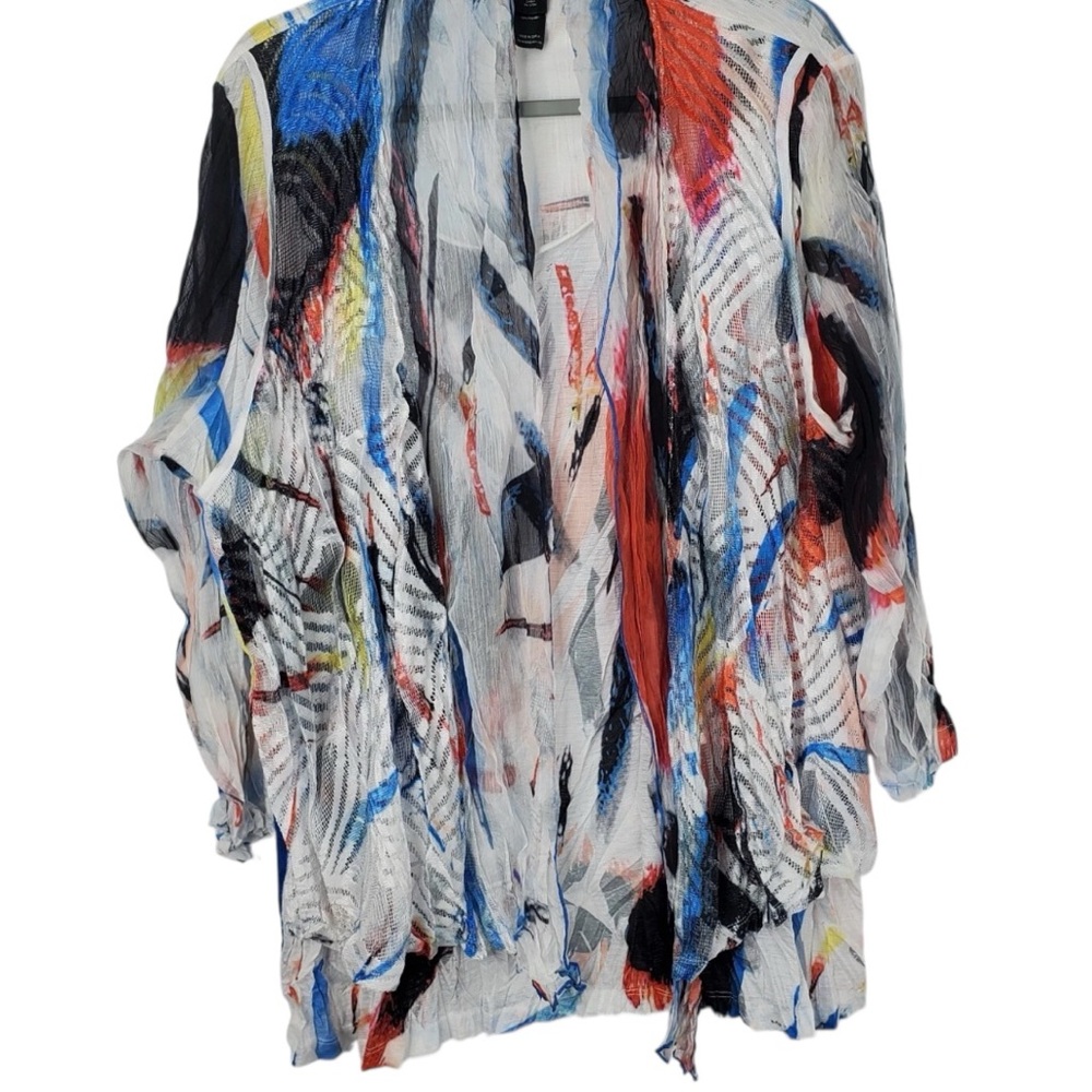 Ali Miles Blouse WOMEN’S XL Multi Color 2 In 1 Combo Artsy Art Wear Mesh Front